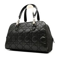 DIOR レディディオール カナージュ マリスパール ハンドバッグ ミニボストンバッグ レザー デニム パンチング ブラック 黒 極美品 正規品