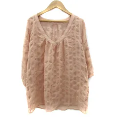 メイソングレイ MAYSON GREY ブラウス カットソー 七分袖 Vネック ストライプ柄 2 オレンジベージュ /YM25