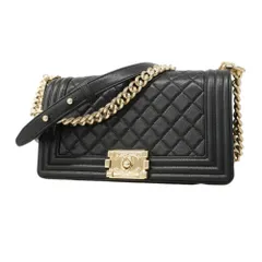 シャネル(Chanel) シャネル ショルダーバッグ ボーイシャネル チェーンショルダー キャビアスキン ブラック シャンパンレディース