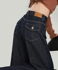 ワイドデニムパンツ ハイウエストジーンズ