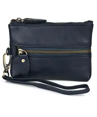 小銭入れ付き スマートキー対応 キーケース財布一体型 革 メンズ 多機能 車 カードケース 財布一体型 本革 大容量 カード収納 キーケース 軽量 (ネイビー)