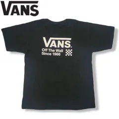 VANS ヴァンズ ブラック チェッカーフラッグ クラシックロゴ Tシャツ スケボー