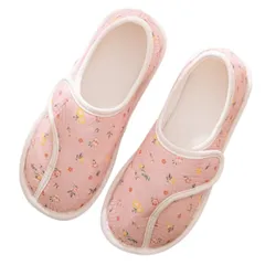 [ソユル] 花柄 フラワー ルーム シューズ 室内履き スリッパ 面テープ かかと あり すべり止め 付 介護 入院 リビング キッチン トイレ シンプル レディース スリップ オン ホーム ハウス オフィス ビジネス スリッパ シューズ  [ピンク] [L]