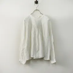 美品 サマンサモスモス Samansa Mos2 SM2 コットンレースギャザーブラウス F＼ホワイト シャツ フレア【2400014852196】