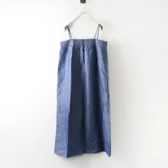 美品 ソレイアード SOULEIADO コットンリネンキャミワンピース＼ブルー インディゴ ドレス ノースリーブ【2400014842296】