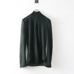 マメクロゴウチ Mame Kurogouchi Hybrid Yarn Wool Jersey High Neck Top  1＼カーキ グリーン シアー カットソー【2400014847284】のサムネイル
