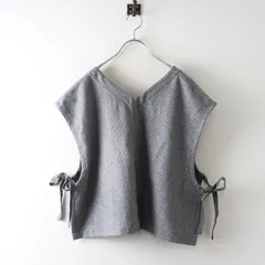 2025AW フォグリネンワーク fog linen work ルオゼ サイドリボンベスト＼グレー ウール チェック Vネック ジレ【2400014844474】