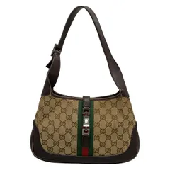 GUCCI(グッチ) ショルダーバッグ GG柄,シェリー(ウェブ) ,ジャッキー 01147 ダークブラウン×ベージュ レザー