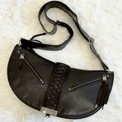 美品ビンテージ Dior ストリートシック レザー ブラック ショルダーバッグ