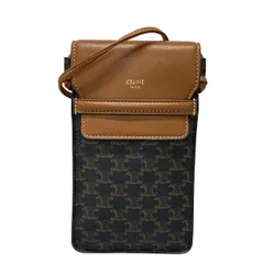 CELINE(セリーヌ) ショルダーバッグ - 黒×ブラウン スマホポシェット