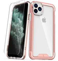 【 ZIZO 】 iPhone 11 Pro Max (2019)(6.5インチ) ケース カバー 耐衝撃 衝撃吸収 米軍MIL規格 強化ガラス保護フィルム付属 ハイブリッド (ポリカ [ローズ・ゴールド / クリアー] [iPhone 11 Pro Max]
