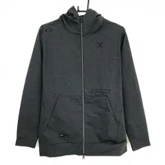【超美品】オークリー ジップパーカー 杢ダークグレー ロゴ刺しゅう黒 ブルゾン  メンズ L ゴルフウェア Oakley