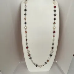 淡水本真珠★ビーズ入り★パールネックレス★ロングネックレス★ハンドメイド★ファッション★デザイン★ネックレス