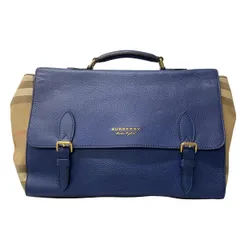 BURBERRY LONDON ENGLAND(バーバリーロンドンイングランド) ハンドバッグ ブルー×ベージュ×マルチ チェック柄 レザー