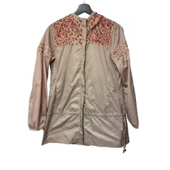    adidas NEO / アディダス ネオ レディース ウィンドブレーカー / ライトアウター フード付き・レオパード/ヒョウ柄・切り替えデザイン 日本サイズ M ベージュベース × ピンク/レッド【Z1816】