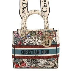 ディオール ハンドバッグ LADY D-LITE ミディアム キャンバス M0565ORHP Christian Dior 2way 白