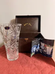 BOHEMIA ボヘミア クリスタル 花瓶 フラワーベース 26cm 木箱付き　　F-13