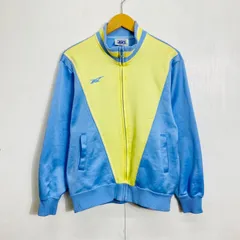 80s asics アシックス トラックジャケット 切替 日本製 古着 vintage Y2K ライトブルー イエロー L C86