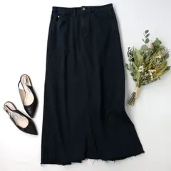 Healthy denim ヘルシーデニム Prune 製品染め ロング デニムスカート ブラック 切りっぱなし/26Hのサムネイル
