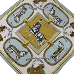 HERMES(エルメス) スカーフ カレ90 ライトブルー×アイボリー×マルチ GRAND APPARAT