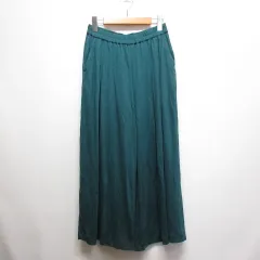 ヒロコビス HIROKO BIS イージー リラックス ワイド パンツ 9 ターコイズブルー ウエストゴム ポケット有り 裏地付き