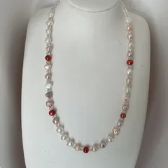 淡水本真珠★スワロスキー★パールネックレス★ハンドメイド★ファッション★デザイン★ネックレス