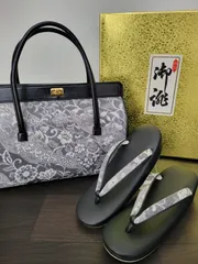 キンワシ印　東京謹製　金鷲　草履バッグセット　和装用バッグ 着物 小紋 訪問着 フォーマル 草履　和装履物　黒　ブラック