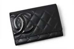 シャネル 財布/二つ折 CHANEL 折財布 カンボン A26722 ブラック/ブラック【中古】