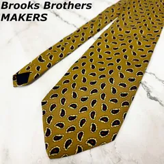 【美品】ブルックスブラザーズ Brooks Brothers MAKERS ネクタイ シルク100% ペイズリー柄 総柄 アメリカ製 USA製 MADE IN U.S.A. イエロー 最高級ライン ヴィンテージ vintage
