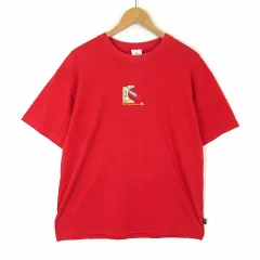 アディダス adidas Tシャツ クルーネック ロゴ クライマライト 速乾 吸汗 コットン 半袖 O XL 赤 レッド マルチカラー 大きいサイズ