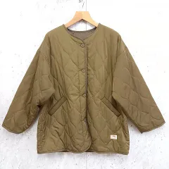 Java classicalelf ジャバ クラシカルエルフ ジャバコラボ キルティングコート ジャケット ノーカラー ミドル丈 カーキ XLサイズ ◎、◇〇