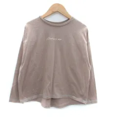 レピピ アルマリオ repipi armario Tシャツ カットソー ラウンドネック 長袖 プリント S 茶色 ブラウン オフホワイト /HO46