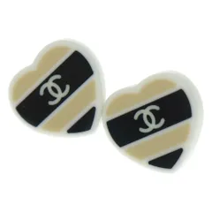 CHANEL (シャネル) ココマーク ハートピアス ベージュ プラスチック 05C