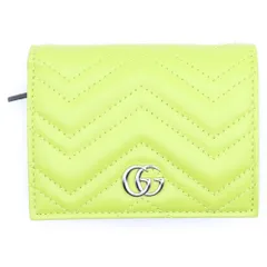 GUCCI (グッチ) GGマーモント 二つ折り財布 ウォレット ライムグリーン レザー 466492
