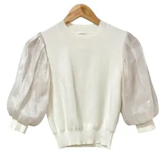 FRAY I.D(フレイアイディー) 半袖セーター サイズF レディース美品  - 白 シルク混/シアースリーブ