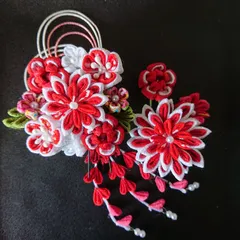 つまみ細工の髪飾りセット/赤系/七五三/成人式/卒業式/結婚式