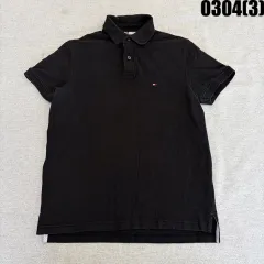XS Tommy Hilfiger トミーヒルフィガー ブラック 半袖 ポロTシャツ 0304(3)
