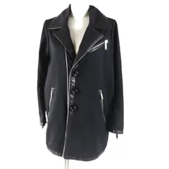 極美品◎DSQUARED2 ディースクエアード ウール レザー使い ジップデザイン コート ブラック 38 イタリア製 正規品 レディース