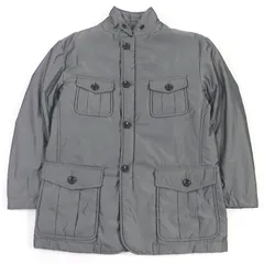 美品□BURBERRY LONDON バーバリーロンドン 裏ノバチェック使い 中綿入り フィールドジャケット ボンバージャケット グレー M 正規品 メンズ