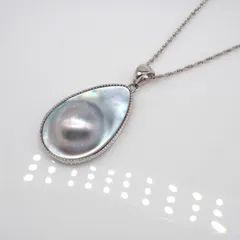 SVマベパール　ペンダントネックレス　グレー系