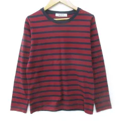 ナノ&コー nano&co ナノユニバース Tシャツ カットソー 長袖 クルーネック ボーダー柄 F 赤 紺 レッド ネイビー /FF22