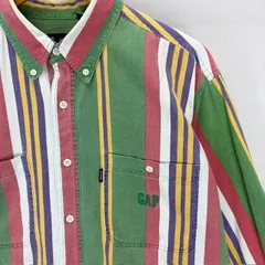 90s OLD GAP マルチストライプ ボタンダウン 長袖シャツ サイズⅬ 08030501 01