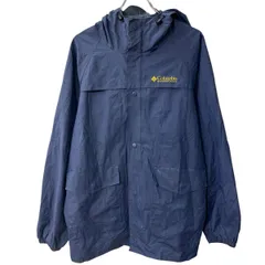 Columbia ポリビニールクロライドジャケット S ネイビー ジップアップ スナップボタン フーディー ロゴ アウター 春秋物 a803-5267