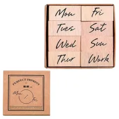 ideastore 木製スタンプ 数字 日付 手帳 アルファベット 曜日 大きい かわいい 英語 おしゃれ 12ヶ月 セット (曜日(略)) [曜日(略)]