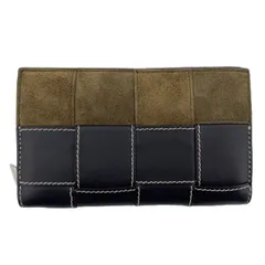 BOTTEGAVENETA ボッテガヴェネタ カセット ジップアラウンドウォレット 長財布 ユニセックス レザー スウェード ブラック カーキ 中古