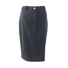 極美品★Christian Dior クリスチャンディオール ヴィンテージ 2004年製 4H12033422 ガリアーノ期 バックビジュ付 膝丈 ウール スカート ブラック 34 フランス製 正規品 レディース