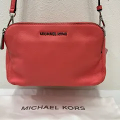 395　MICHAEL KORS　マイケルコース　 ショルダーバッグ　斜めがけ　無地　 ロゴ　ピンク系　レザー　保存袋付き　 レディース