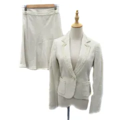 ミッシェルクラン MICHEL KLEIN フォーマル セットアップ 上下 テーラードジャケット ミドル丈 総裏地 シングルボタン フレアスカート ひざ丈 上38 M 下36 S オフホワイト /YK1 