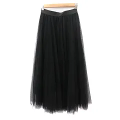 オリーブデオリーブ OLIVE des OLIVE チュールスカート フレアスカート ロング丈 マキシ丈 F 黒 ブラック /YK8