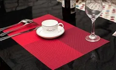 ランチョンマット 北欧 シンプル ナチュラル モダン 4枚セット カラフル 水洗いOK お手入れ 簡単 プレースマット レストラン 家庭用 (レッド)